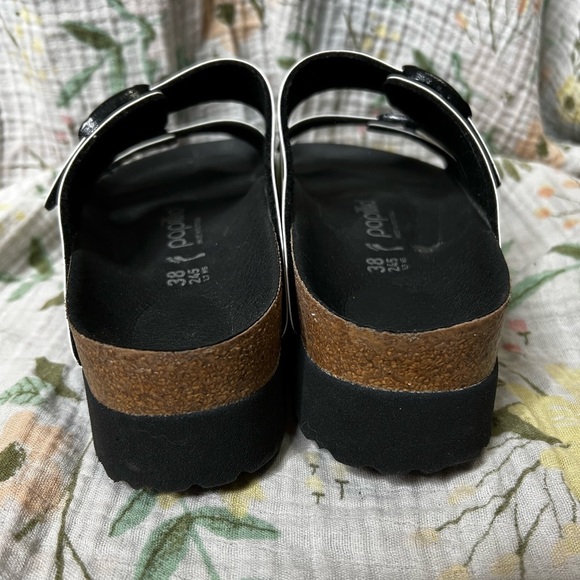 Papillio By Birkenstock Black and White Polka Dot Platform Arizona Sandals - Picture 3 of 6